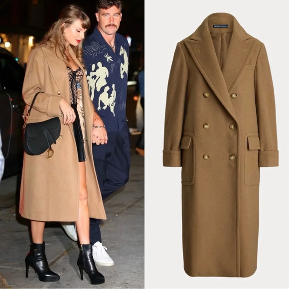 Polo Ralph Lauren Camel Hair Long Coat Overcoat Double Breasted Belted Tan 18 - Picture 1 of 12